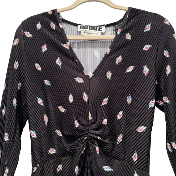 NWT Rotate Birger Christensen Number 7 Pleated Black Midi Dress Planet AOP SizeM - Picture 5 of 16